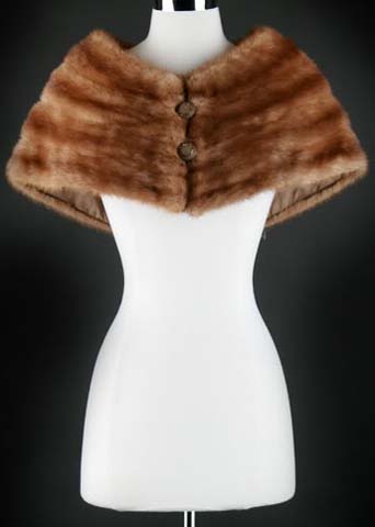 50s brown mink fur cape stole wrap jacket coat