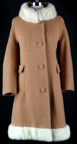 60s camel wool Lilli Ann mink fur mod coat jacket