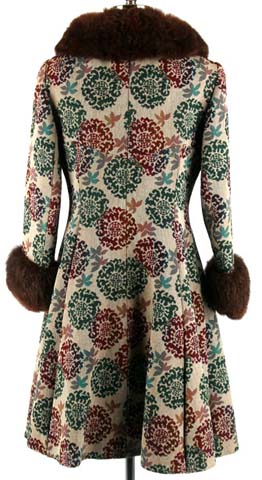 60s wool tapestry princess fur trim coat jacket