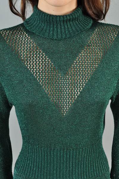 70s metallic green maxi dress.