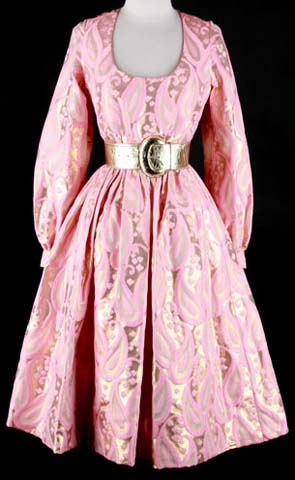 60s Oscar de la Renta Pink Metallic Mod Dress